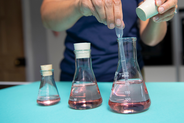 Liquid in three vials